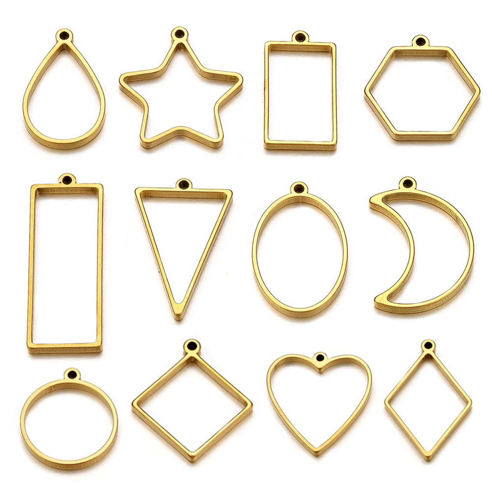 10pcs Stainless Steel Geometri - Uv Resin 评论和价格